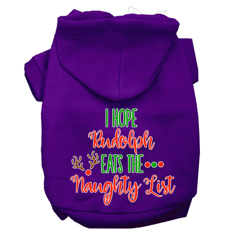 Hope Rudolph Eats Naughty List Screen Print Dog Hoodie Purple Xl