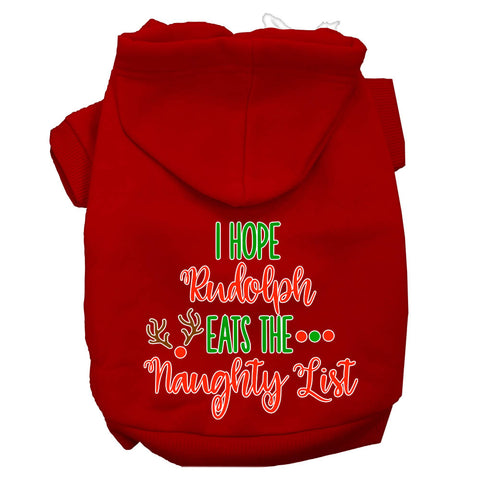 Hope Rudolph Eats Naughty List Screen Print Dog Hoodie Red L