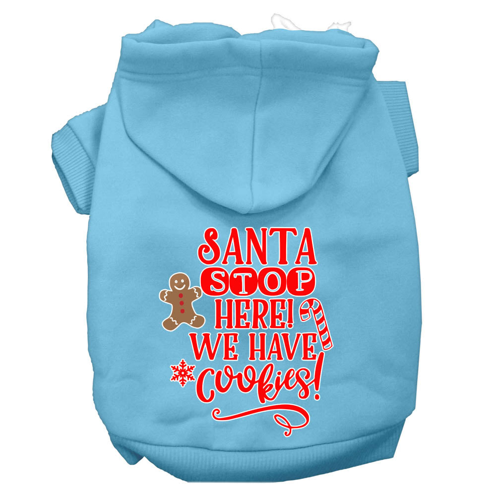 Santa, We Have Cookies Screen Print Dog Hoodie Baby Blue L