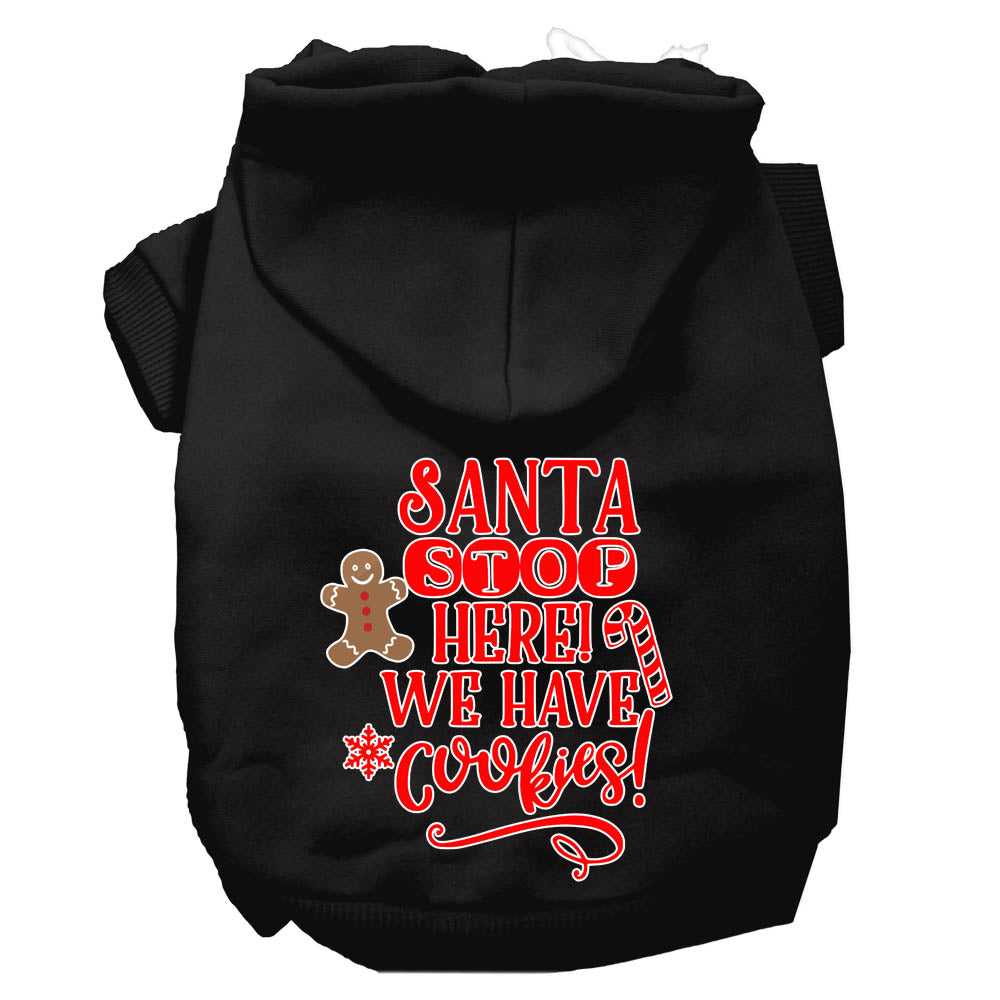 Santa, We Have Cookies Screen Print Dog Hoodie Black Xs