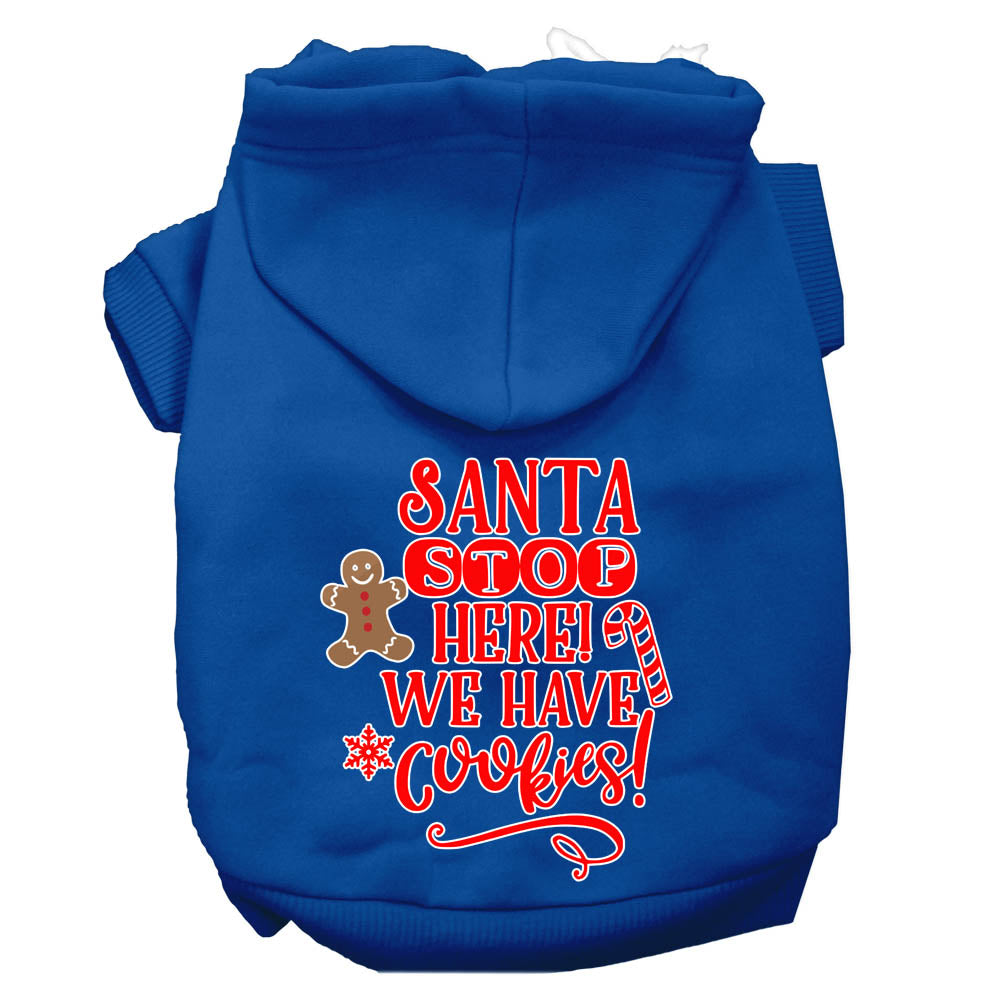 Santa, We Have Cookies Screen Print Dog Hoodie Blue S