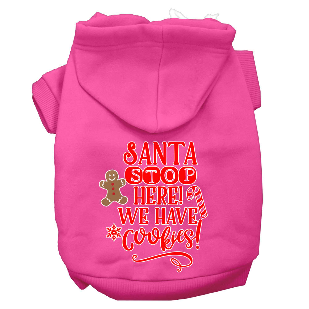 Santa, We Have Cookies Screen Print Dog Hoodie Bright Pink L