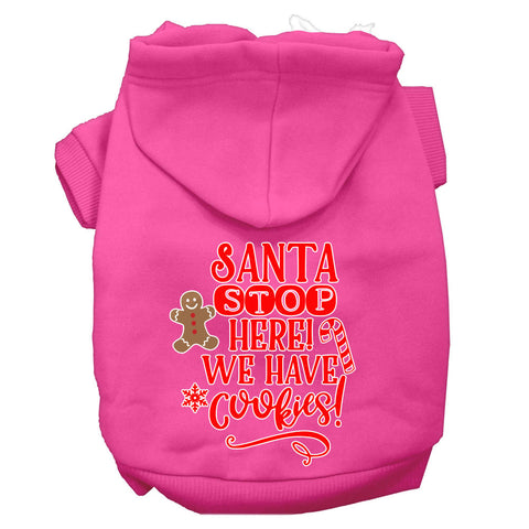 Santa, We Have Cookies Screen Print Dog Hoodie Bright Pink Xl