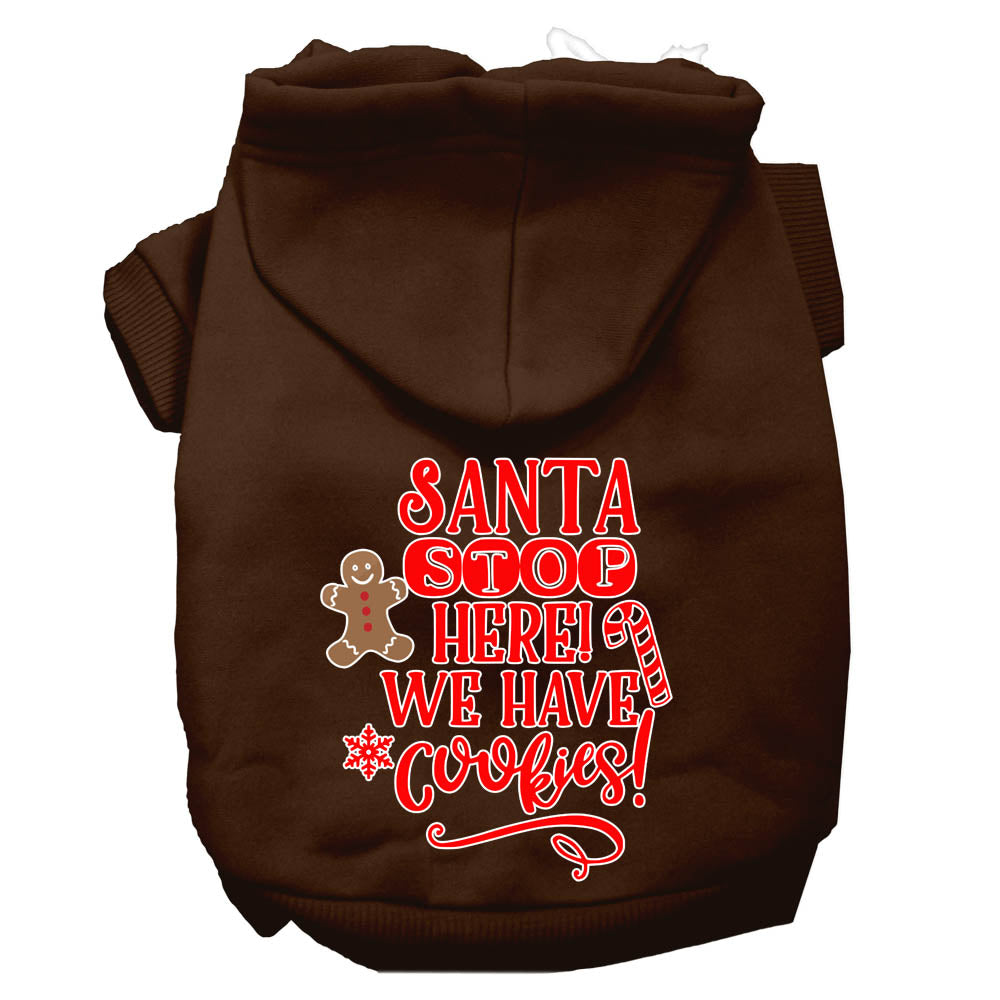 Santa, We Have Cookies Screen Print Dog Hoodie Brown L