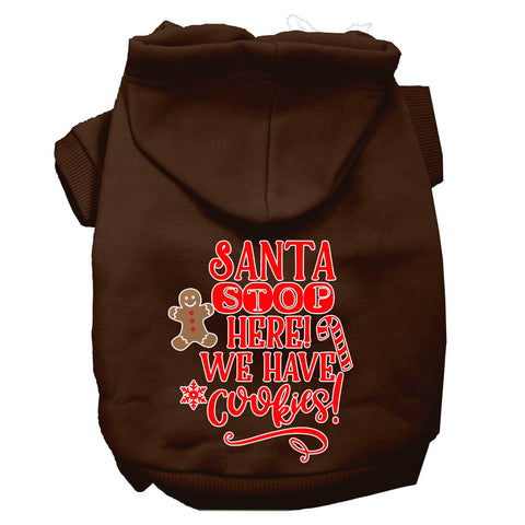 Santa, We Have Cookies Screen Print Dog Hoodie Brown S