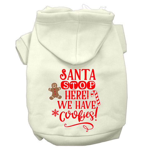 Santa, We Have Cookies Screen Print Dog Hoodie Cream L