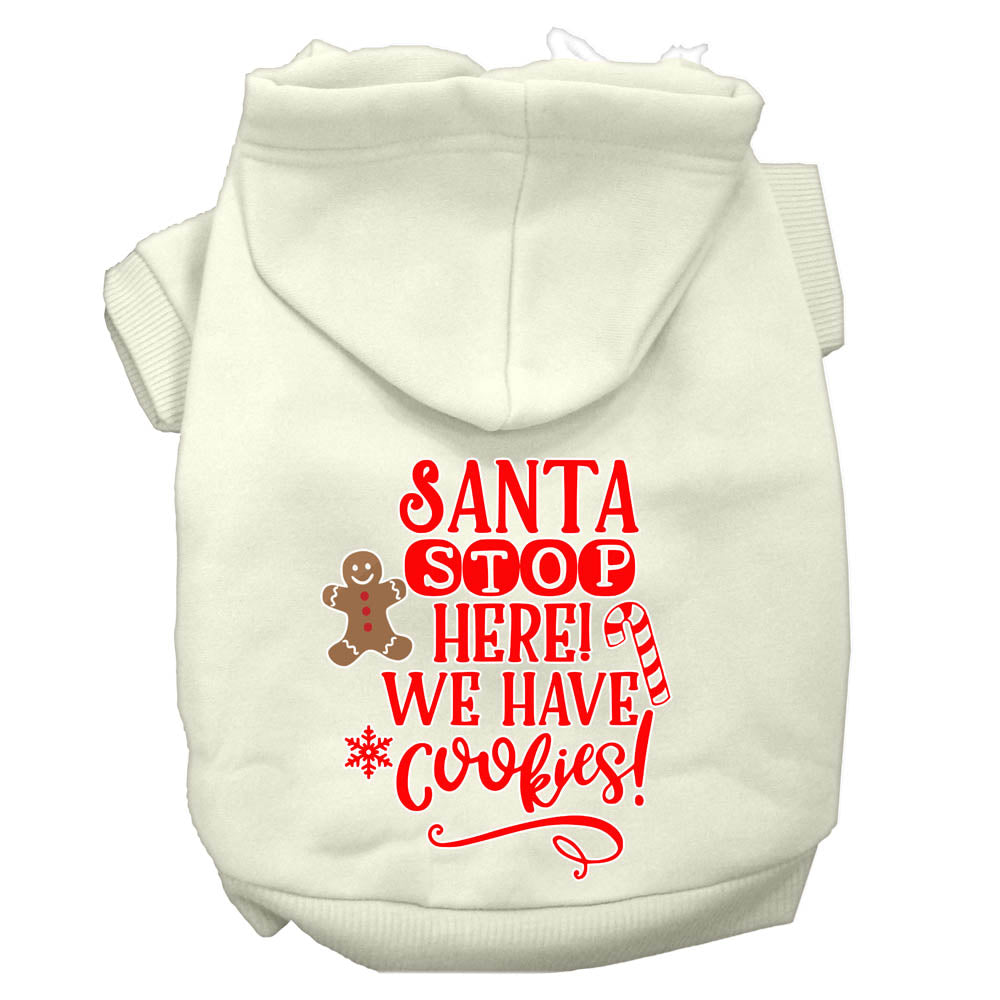 Santa, We Have Cookies Screen Print Dog Hoodie Cream M