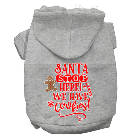 Santa, We Have Cookies Screen Print Dog Hoodie Grey S