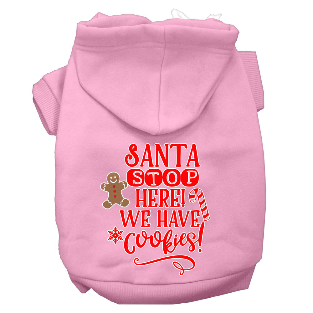 Santa, We Have Cookies Screen Print Dog Hoodie Light Pink M