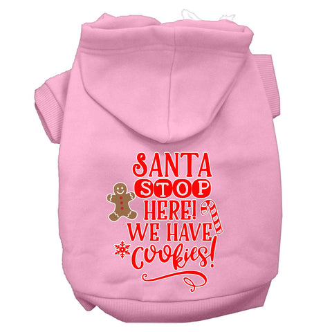 Santa, We Have Cookies Screen Print Dog Hoodie Light Pink Xl