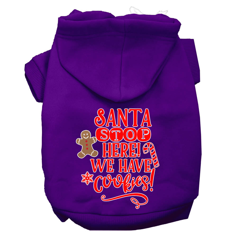 Santa, We Have Cookies Screen Print Dog Hoodie Purple L