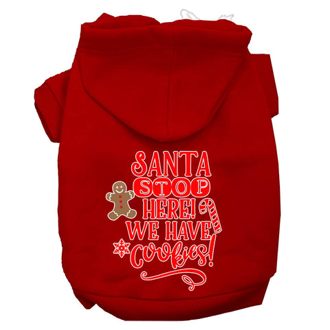 Santa, We Have Cookies Screen Print Dog Hoodie Red L