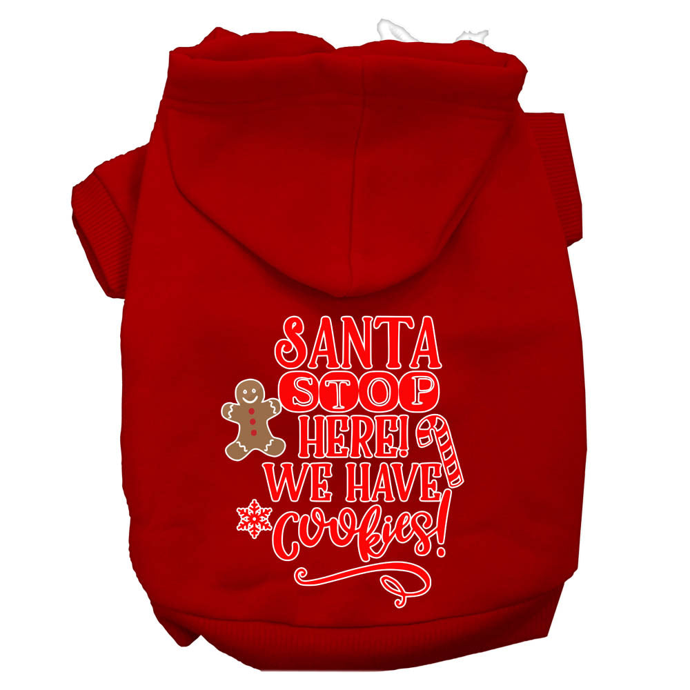 Santa, We Have Cookies Screen Print Dog Hoodie Red S