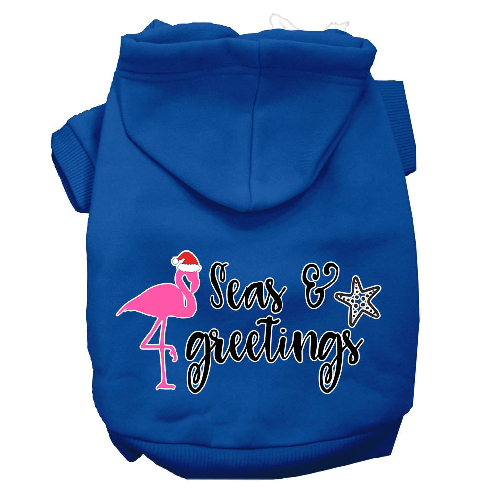 Seas And Greetings Screen Print Dog Hoodie Blue M