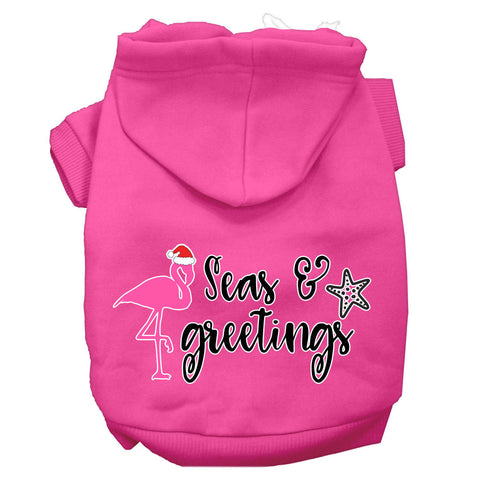 Seas And Greetings Screen Print Dog Hoodie Bright Pink Xs