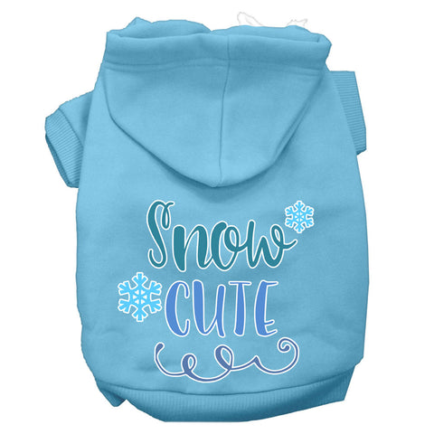 Snow Cute Screen Print Dog Hoodie Baby Blue Xxxl