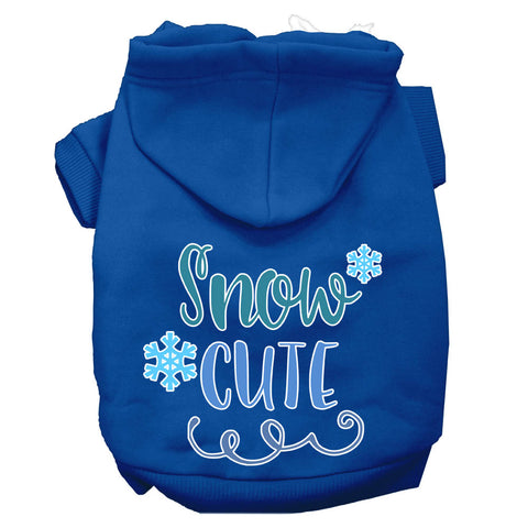 Snow Cute Screen Print Dog Hoodie Blue Xs