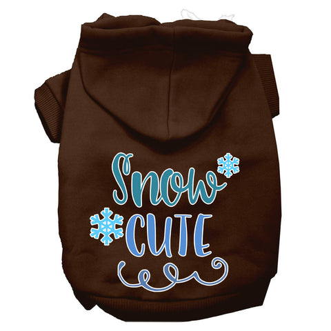 Snow Cute Screen Print Dog Hoodie Brown Xxl