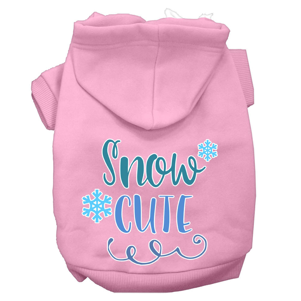 Snow Cute Screen Print Dog Hoodie Light Pink S