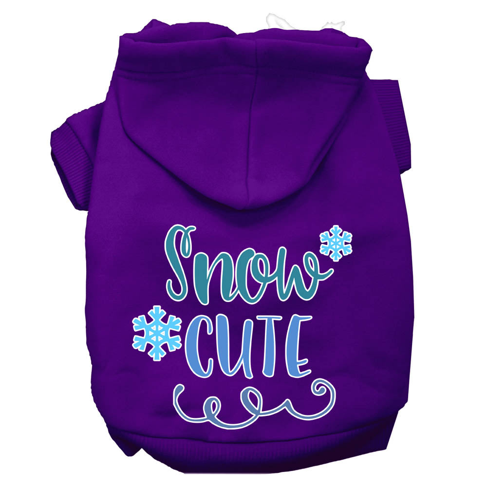 Snow Cute Screen Print Dog Hoodie Purple S