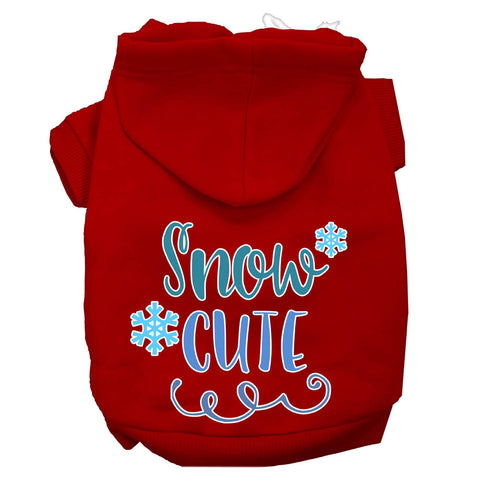 Snow Cute Screen Print Dog Hoodie Red L