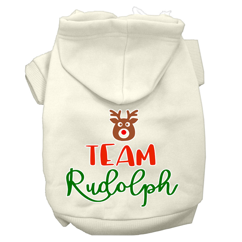 Team Rudolph Screen Print Dog Hoodie Cream L