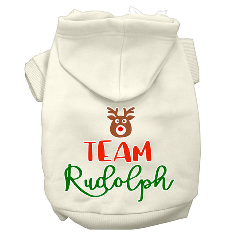 Team Rudolph Screen Print Dog Hoodie Cream Xs