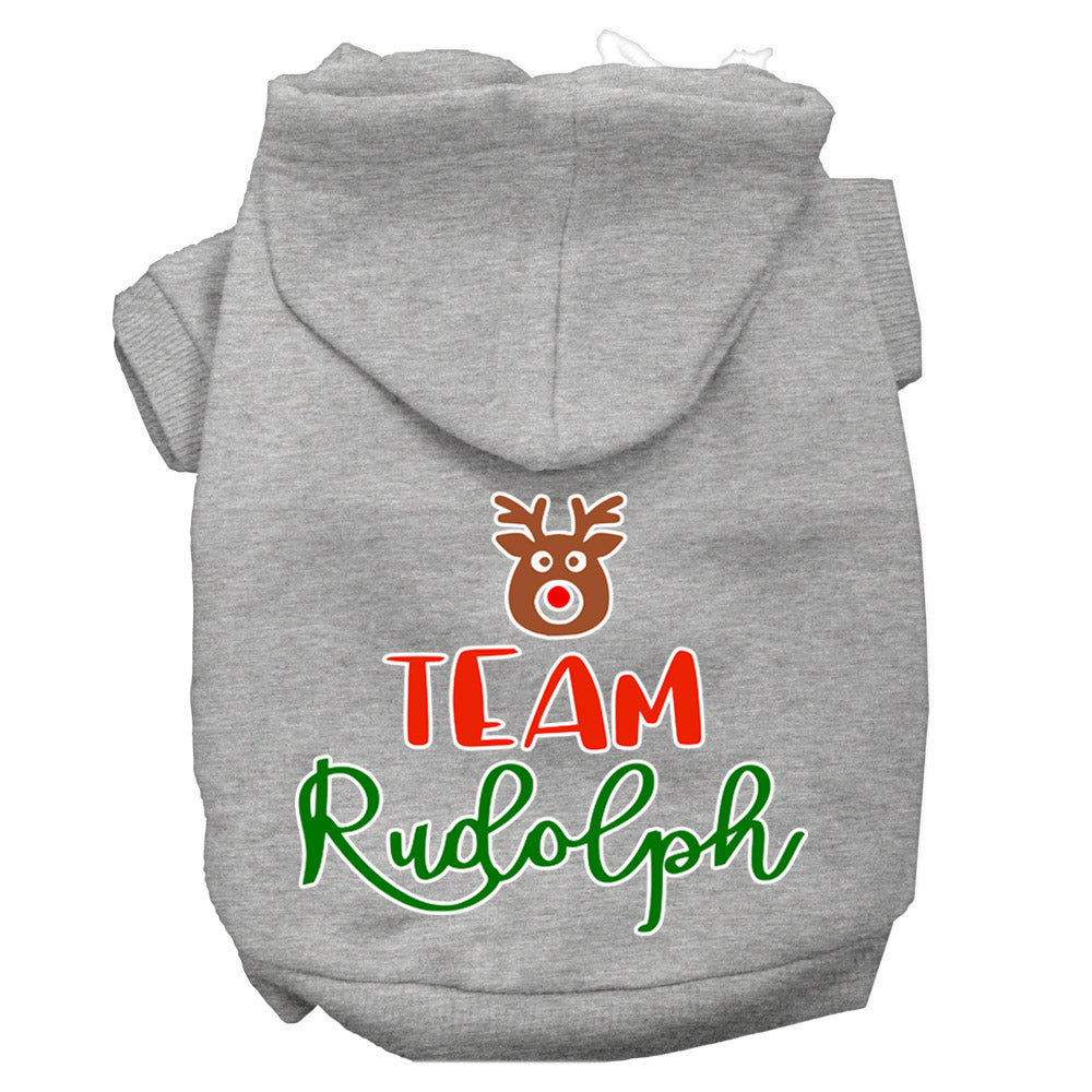 Team Rudolph Screen Print Dog Hoodie Grey M