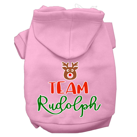 Team Rudolph Screen Print Dog Hoodie Light Pink Xxxl