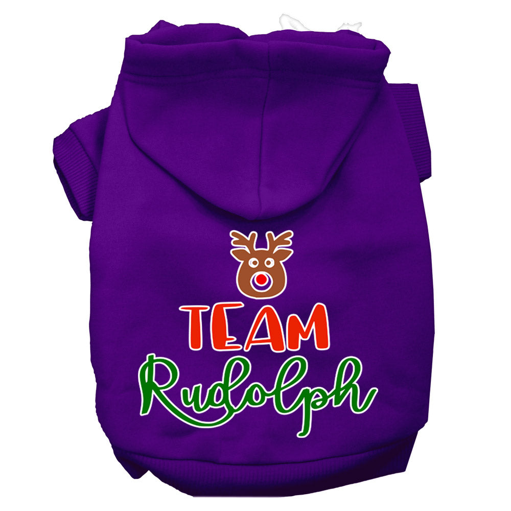 Team Rudolph Screen Print Dog Hoodie Purple M