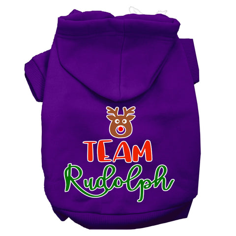 Team Rudolph Screen Print Dog Hoodie Purple S