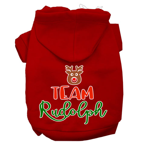 Team Rudolph Screen Print Dog Hoodie Red L