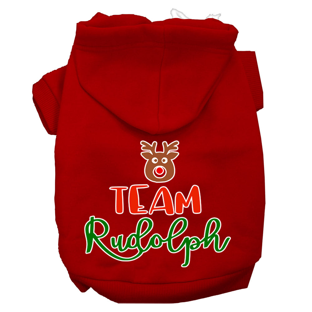 Team Rudolph Screen Print Dog Hoodie Red M