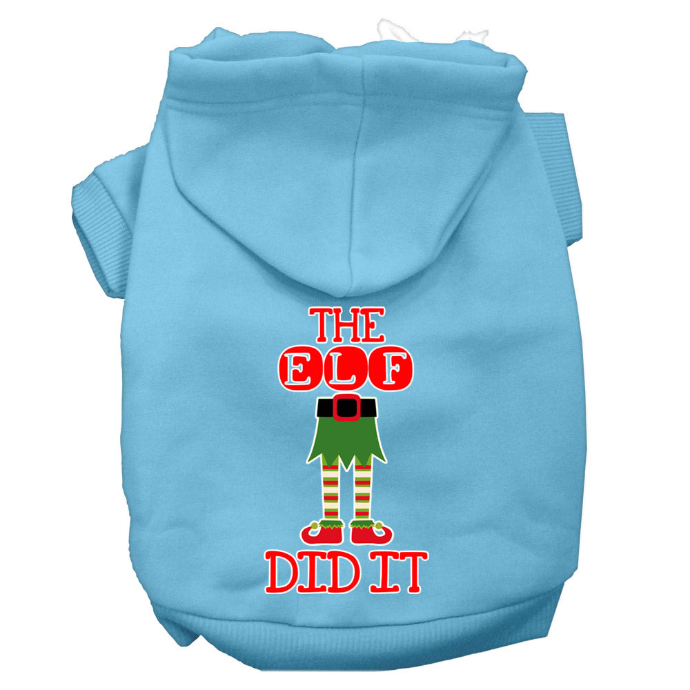 The Elf Did It Screen Print Dog Hoodie Baby Blue L