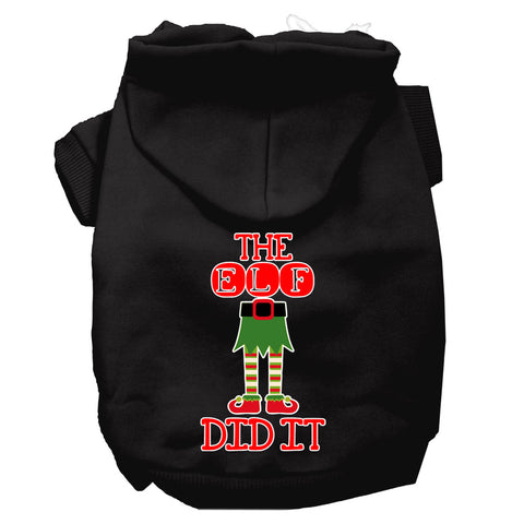 The Elf Did It Screen Print Dog Hoodie Black L