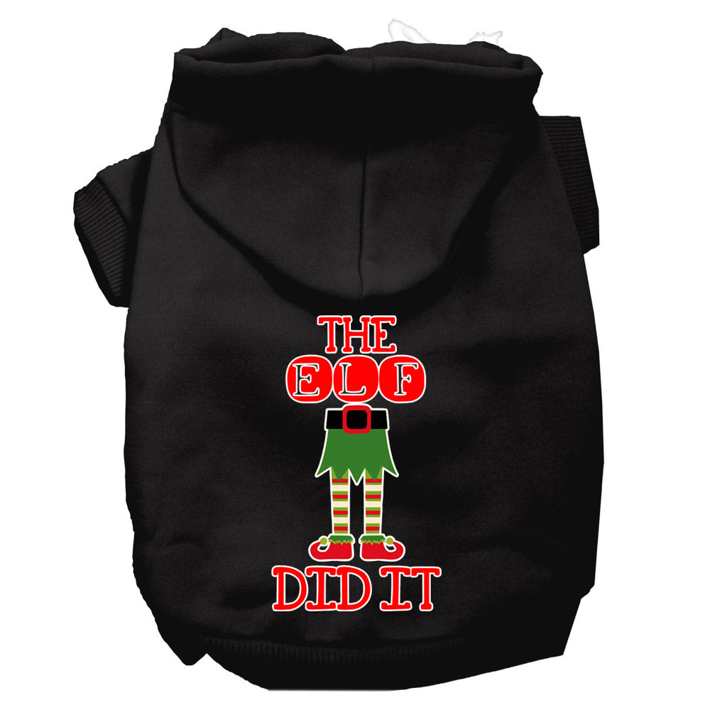 The Elf Did It Screen Print Dog Hoodie Black S