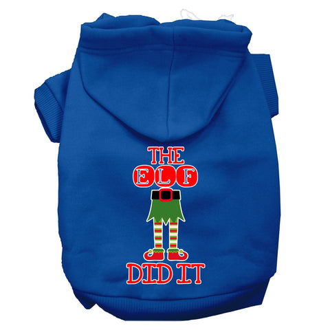 The Elf Did It Screen Print Dog Hoodie Blue M