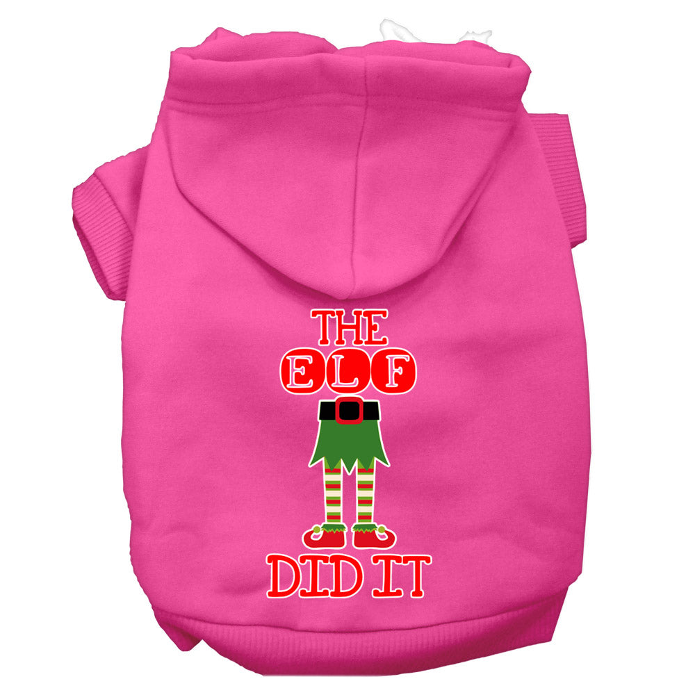 The Elf Did It Screen Print Dog Hoodie Bright Pink Xxl