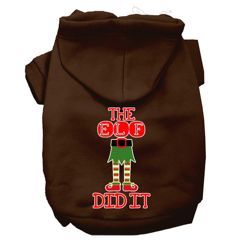 The Elf Did It Screen Print Dog Hoodie Brown Xl