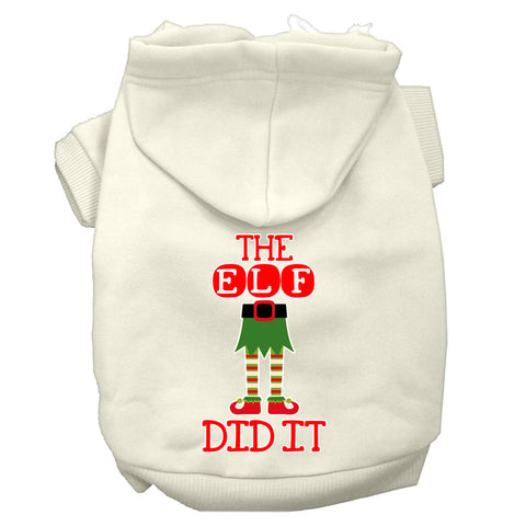 The Elf Did It Screen Print Dog Hoodie Cream Xxl