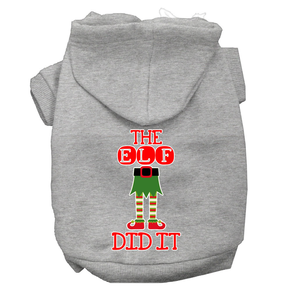 The Elf Did It Screen Print Dog Hoodie Grey Xxxl