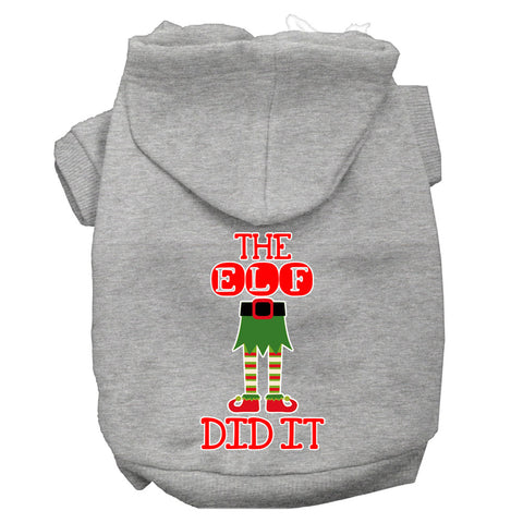 The Elf Did It Screen Print Dog Hoodie Grey Xxxl