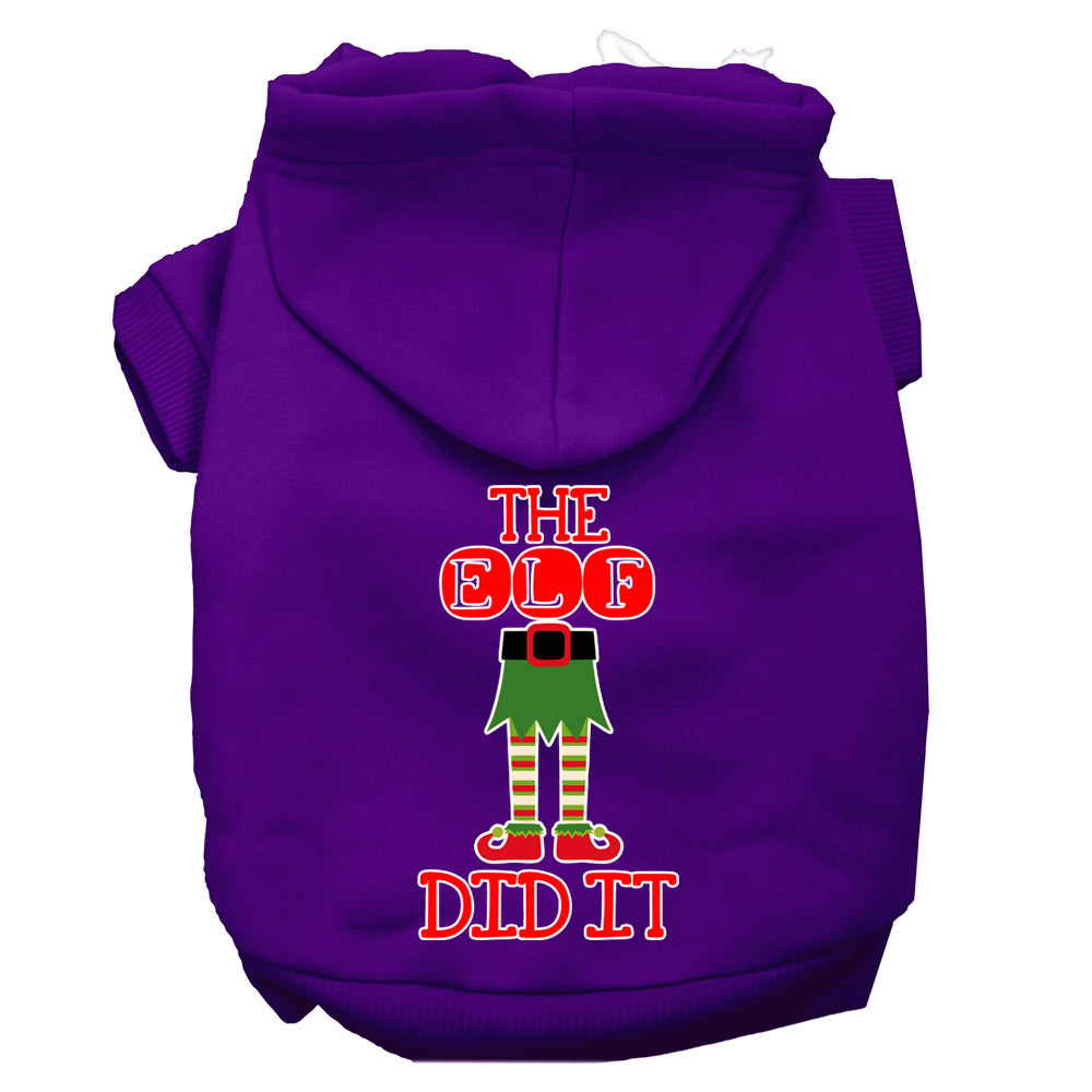 The Elf Did It Screen Print Dog Hoodie Purple Xl