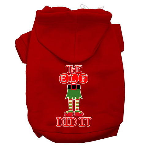 The Elf Did It Screen Print Dog Hoodie Red M