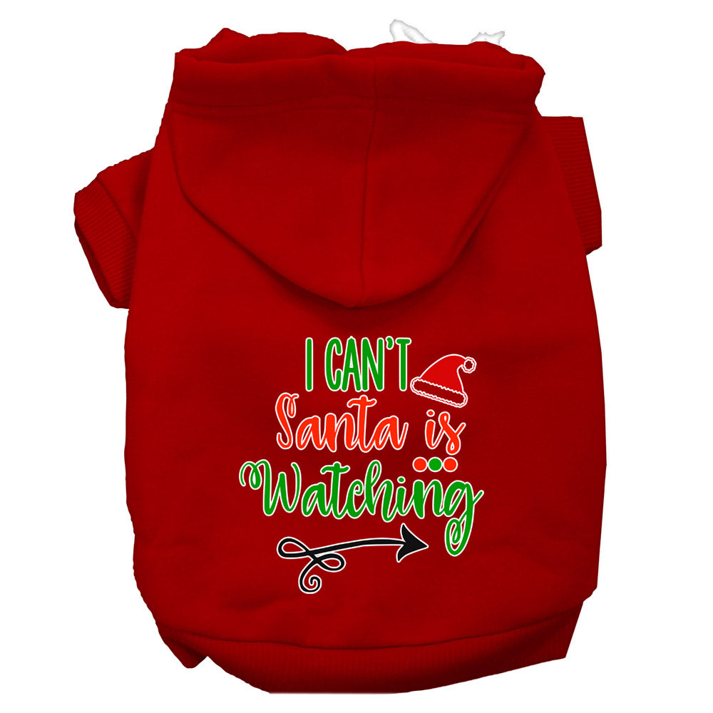 I Can't, Santa Is Watching Screen Print Dog Hoodie Red L