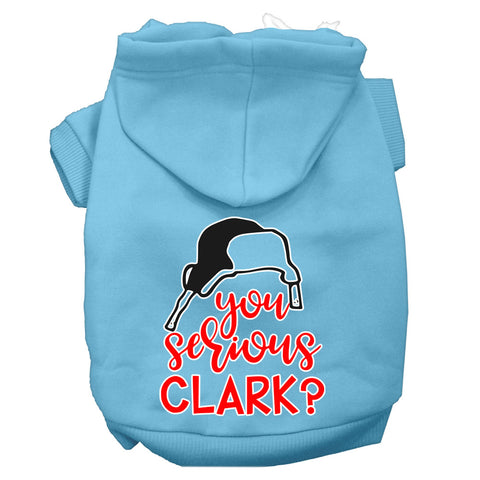 You Serious Clark? Screen Print Dog Hoodie Baby Blue Xxl