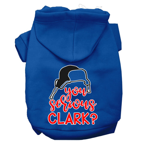 You Serious Clark? Screen Print Dog Hoodie Blue Xl