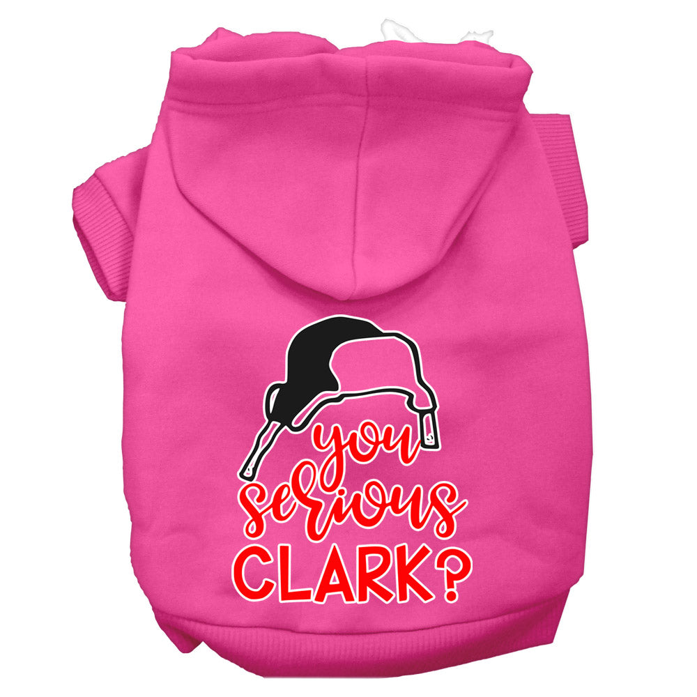 You Serious Clark? Screen Print Dog Hoodie Bright Pink Xl