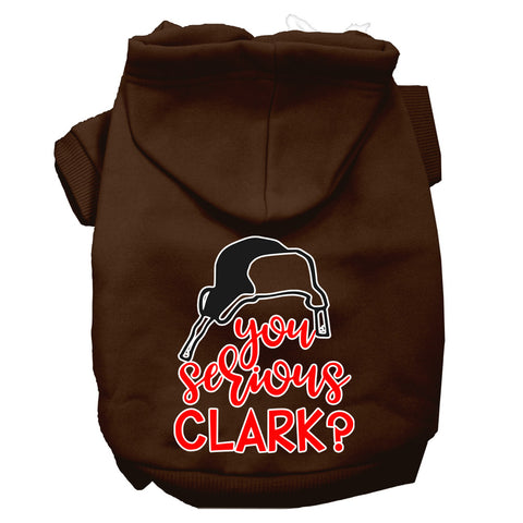 You Serious Clark? Screen Print Dog Hoodie Brown Xl