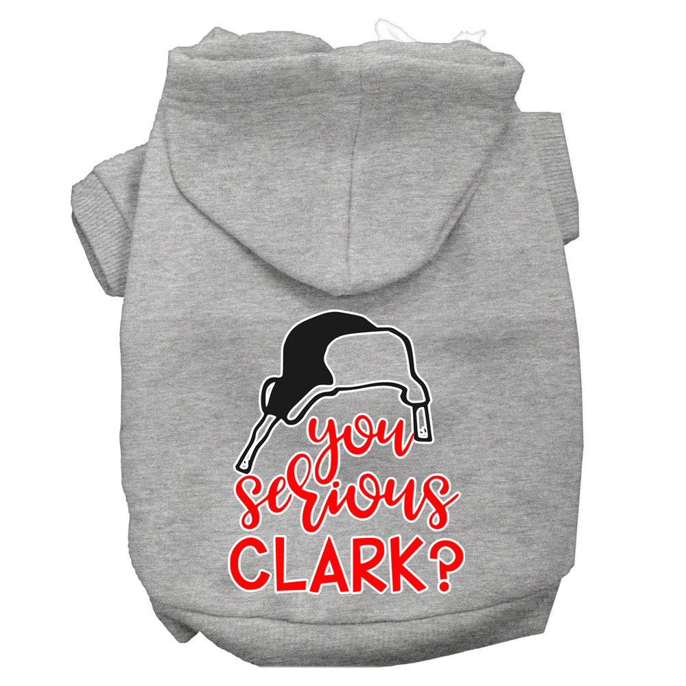 You Serious Clark? Screen Print Dog Hoodie Grey Xl